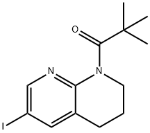 1-(6-ヨード-3,4-ジヒドロ-1,8-ナフチリジン-1(2H)-イル)-2,2-ジメチルプロパン-1-オン 化学構造式