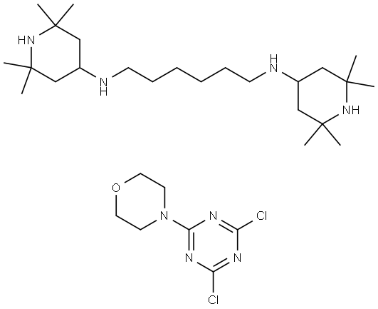 Poly[N,N'-bis(2,2,6,6-tetramethyl-4-piperidinyl)-1,6-hexanediamine-co-2,4-dichloro-6-morpholino-1,3,5-triazine] Struktur