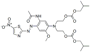 isobutyl 5-[5-acetamido-2-methoxy-4-[(5-nitrothiazol-2-yl)azo]phenyl]-12-methyl-9-oxo-2,8,10-trioxa-5-azatridecanoate Struktur