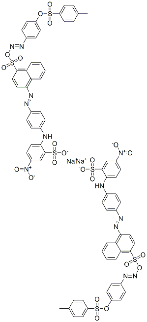 disodium 1-[[4-[[(4-methylphenyl)sulphonyl]oxy]phenyl]azo]-4-[[4-[(4-nitro-2-sulphonatophenyl)amino]phenyl]azo]naphthalenesulphonate Structure