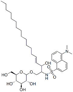 1-O-glucosyl-2-N-(dimethylaminonaphthalene-5-sulfonyl)sphingosine Structure