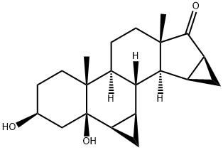 3β,5-ジヒドロキシ-6β,7β:15β,16β-ジメチレン-5β-アンドロスタン-17-オン 化学構造式