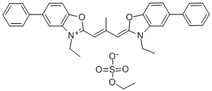 5-PHENYL-3-ETHYL-2-(2-METHYL-3-(5-PHENYL-3-ETHYL-2,3-DIHYDRO-BENZOXAZOL-2-YLIDENE)-1-PROPENYL)-BENZOXAZOLIUM ETHYLSULFATE 化学構造式