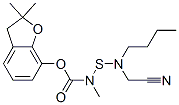 (2,2-dimethyl-3H-benzofuran-7-yl) N-(butyl-(cyanomethyl)amino)sulfanyl -N-methyl-carbamate 化学構造式