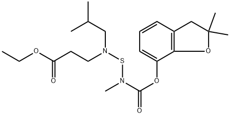 beta-Alanine, N-(((((2,3-dihydro-2,2-dimethyl-7-benzofuranyl)oxy)carbo nyl)methylamino)thio)-N-(2-methylpropyl)-, ethyl ester Structure