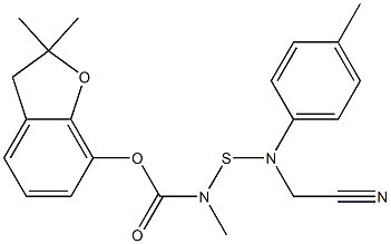 (2,2-dimethyl-3H-benzofuran-7-yl) N-[cyanomethyl-(4-methylphenyl)amino ]sulfanyl-N-methyl-carbamate Structure