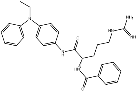 N-[(1S)-4-(diaminomethylideneamino)-1-[(9-ethylcarbazol-3-yl)carbamoyl ]butyl]benzamide Struktur
