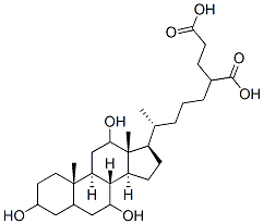 3,7,12-trihydroxy-27-carboxymethylcholestan-26-oic acid Struktur
