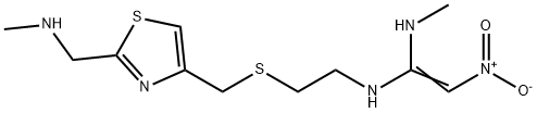 N-[2-[[[2-[(ジメチルアミノ)メチル]-4-チアゾリル]メチル]チオ]エチル]-2-ニトロ-1,1-エテンジアミン 化学構造式