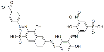 6-[[2,4-ジヒドロキシ-3-[(2-ヒドロキシ-3-ニトロ-5-スルホフェニル)アゾ]フェニル]アゾ]-4-ヒドロキシ-3-[(4-ニトロフェニル)アゾ]-2-ナフタレンスルホン酸 化学構造式