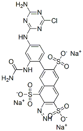 trisodium 7-[4-[(4-amino-6-chloro-1,3,5-triazin-2-yl)amino]-2-(carbamo ylamino)phenyl]diazenylnaphthalene-1,3,6-trisulfonate Structure