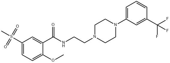 2-メトキシ-5-(メチルスルホニル)-N-[2-[4-(3-トリフルオロメチルフェニル)-1-ピペラジニル]エチル]ベンズアミド 化学構造式