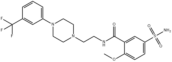 2-Methoxy-5-sulfamoyl-N-[2-[4-(3-trifluoromethylphenyl)-1-piperazinyl]ethyl]benzamide Struktur