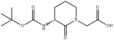 (R)-2-(3-(tert-butoxycarbonylamino)-2-oxopiperidin-1-yl)acetic acid Struktur