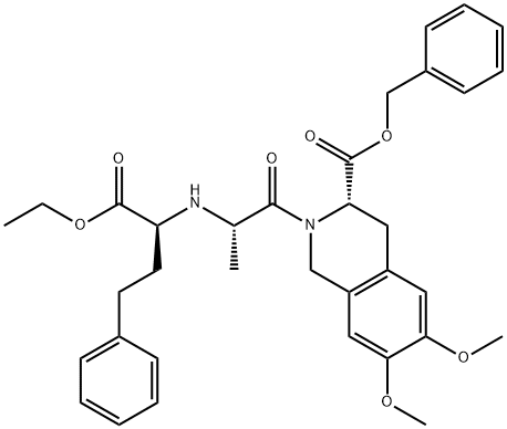 (S)-2-[(S)-2-((S)-1-乙氧羰基-3-苯基丙基氨基)丙酰基]-6,7-二甲氧基-1,2,3,4-四氢异喹啉-3-甲酸苄酯,82637-57-8,结构式