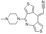 [(9E)-5-(4-メチルピペラジン-1-イル)-9H-ジチエノ[3,4-b:3',4'-e]アゼピン-9-イリデン]アセトニトリル 化学構造式
