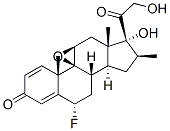 9beta,11beta-epoxy-6alpha-fluoro-17,21-dihydroxy-16beta-methylpregna-1,4-diene-3,20-dione Struktur