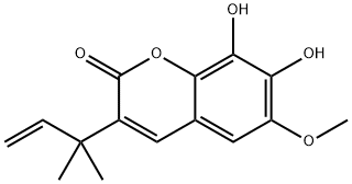3-(1,1-Dimethyl-2-propenyl)-7,8-dihydroxy-6-methoxy-2H-1-benzopyran-2-one Structure
