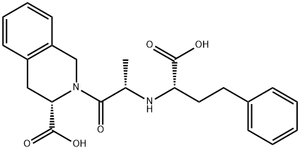 (3S)-2-[(S)-2-[[(S)-1-カルボキシ-3-フェニルプロピル]アミノ]-1-オキソプロピル]-1,2,3,4-テトラヒドロイソキノリン-3-カルボン酸 化学構造式