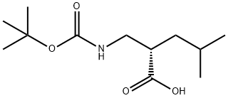(S)-2-(((TERT-ブチルトキシカルボニル)アミノ)メチル)-4-メチルペンタン酸 化学構造式