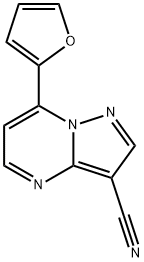7-(2-フリル)ピラゾロ[1,5-a]ピリミジン-3-カルボニトリル 化学構造式