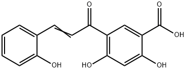 2,4-Dihydroxy-5-(3-(2-hydroxyphenyl)-1-oxo-2-propenyl)benzoic acid 结构式