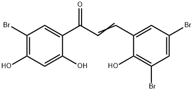 (E)-1-(5-bromo-2,4-dihydroxy-phenyl)-3-(3,5-dibromo-2-hydroxy-phenyl)p rop-2-en-1-one Struktur