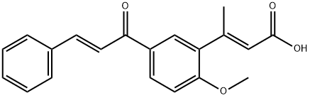 (E,E)-3-(2-Methoxy-5-(1-oxo-3-phenyl-2-propenyl)phenyl)-2-butenoic aci d Structure
