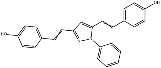 4,4'-(1E,1'E)-2,2'-(1-phenyl-1H-pyrazole-3,5-diyl)bis(ethene-2,1-diyl)diphenol Struktur