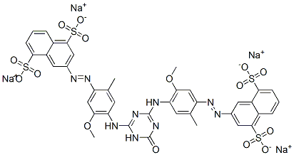 tetrasodium 3,3'-[(1,6-dihydro-6-oxo-1,3,5-triazine-2,4-diyl)bis[imino(5-methoxy-2-methyl-4,1-phenylene)azo]]bis(naphthalene-1,5-disulphonate) Struktur