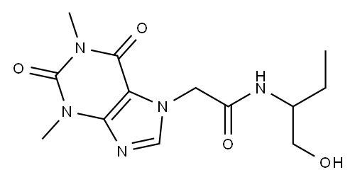 7H-Purine-7-acetamide, 1,2,3,6-tetrahydro-N-(1-(hydroxymethyl)propyl)- 1,3-dimethyl-2,6-dioxo- 结构式