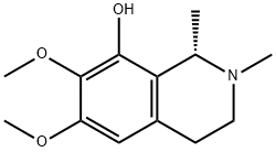 (1S)-1,2,3,4-テトラヒドロ-6,7-ジメトキシ-1,2-ジメチルイソキノリン-8-オール 化学構造式