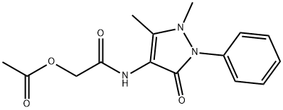 2-アセチルオキシ-N-(2,3-ジヒドロ-1,5-ジメチル-3-オキソ-2-フェニル-1H-ピラゾール-4-イル)アセトアミド 化学構造式