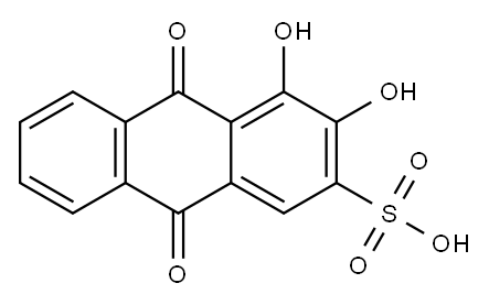 3,4-ジヒドロキシ-9,10-ジオキソ-9,10-ジヒドロアントラセン-2-スルホン酸 化学構造式