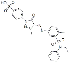 4-[[4-[[3-[(エチルフェニルアミノ)スルホニル]-4-メチルフェニル]アゾ]-4,5-ジヒドロ-3-メチル-5-オキソ-1H-ピラゾール]-1-イル]ベンゼンスルホン酸 化学構造式