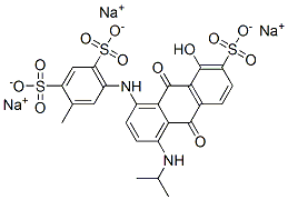 trisodium 5-[[9,10-dihydro-8-hydroxy-4-[(1-methylethyl)amino]-9,10-dioxo-7-sulphonato-1-anthryl]amino]toluene-2,4-disulphonate Struktur
