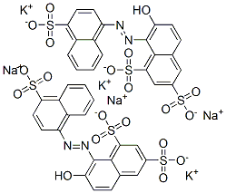7-hydroxy-8-[(4-sulpho-1-naphthyl)azo]naphthalene-1,3-disulphonic acid, potassium sodium salt  Structure