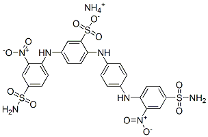 ammonium 5-[[2-nitro-4-sulphamoylphenyl]amino]-2-[[4-[[2-nitro-4-sulphamoylphenyl]amino]phenyl]amino]benzenesulphonate Struktur