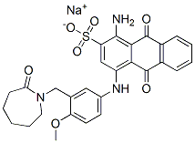 sodium 1-amino-4-[[3-[(hexahydro-2-oxo-1H-azepin-1-yl)methyl]-4-methoxyphenyl]amino]-9,10-dihydro-9,10-dioxoanthracene-2-sulphonate Struktur