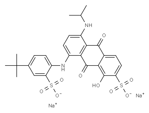 8-[[4-(1,1-ジメチルエチル)-2-ソジオスルホフェニル]アミノ]-9,10-ジヒドロ-1-ヒドロキシ-5-[(1-メチルエチル)アミノ]-9,10-ジオキソ-2-アントラセンスルホン酸ナトリウム 化学構造式