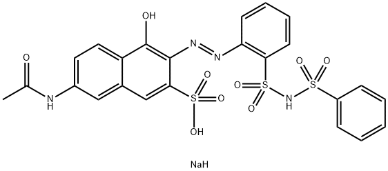 7-(乙酰氨基)-4-羟基-3-[[2-[[(苯磺酰基)氨基]磺酰基]苯基]偶氮]-2-萘磺酸钠盐 结构式