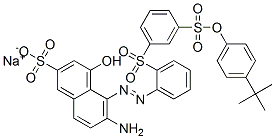 sodium 6-amino-5-[[2-[[3-[[4-(tert-butyl)phenoxy]sulphonyl]phenyl]sulphonyl]phenyl]azo]-4-hydroxynaphthalene-2-sulphonate Struktur