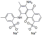 disodium 5-amino-9,10-dihydro-6-methyl-8-[(4-methylsulphonatophenyl)amino]-9,10-dioxoanthracenesulphonate Struktur