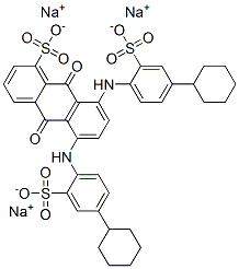 5,8-bis[(4-cyclohexyl-2-sulphophenyl)amino]-9,10-dihydro-9,10-dioxoanthracenesulphonic acid, sodium salt Structure