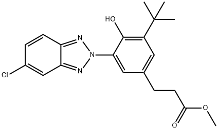 3-[3-叔丁基-4-羟基-5(5-氯-2H-苯并三氮唑-2-基)苯基]丙酸甲酯 结构式