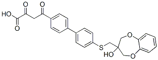 4-(4'-(((3,4-dihydro-3-hydroxy-2H-1,5-benzodioxepin-3-yl)methyl)thio)(1,1'-biphenyl)-4-yl)-2,4-dioxobutanoic acid Structure