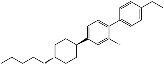 1α-[4-(4-エチルフェニル)-3-フルオロフェニル]-4β-ペンチルシクロヘキサン 化学構造式