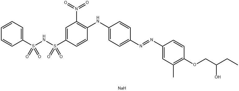 sodium 4-[[4-[[4-(2-hydroxybutoxy)-m-tolyl]azo]phenyl]amino]-3-nitro-N-(phenylsulphonyl)benzenesulphonamidate 结构式