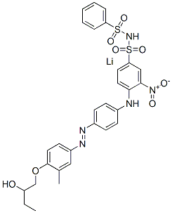 lithium 4-[[4-[[4-(2-hydroxybutoxy)-m-tolyl]azo]phenyl]amino]-3-nitro-N-(phenylsulphonyl)benzenesulphonamidate Struktur