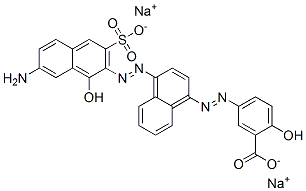 5-[[4-[(7-氨基-1-羟基-3-磺基-2-萘基)偶氮]-1-萘基]偶氮]-2-羟基苯甲酸钠盐, 83221-53-8, 结构式